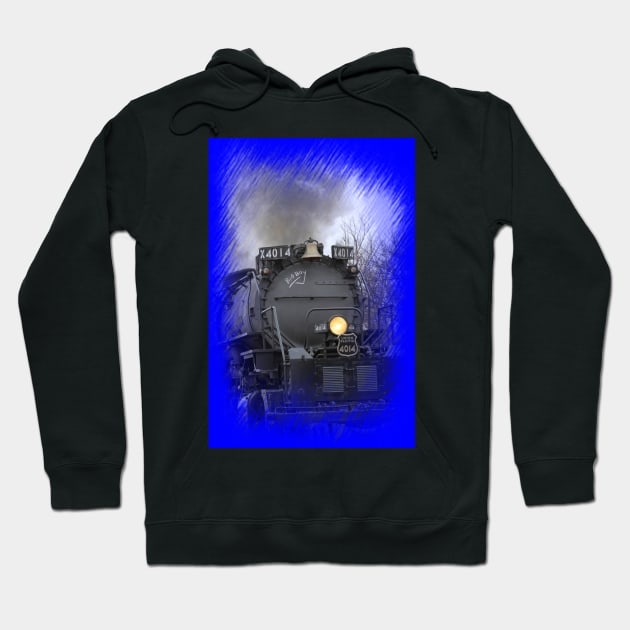 Big Boy 4014 going threw Black Wolf Kansas with tree's smoke and steam. Hoodie by ROBERTDBROZEK